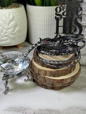 paparazzi Metallic Hematite Stackable Bangle Bracelet Set
